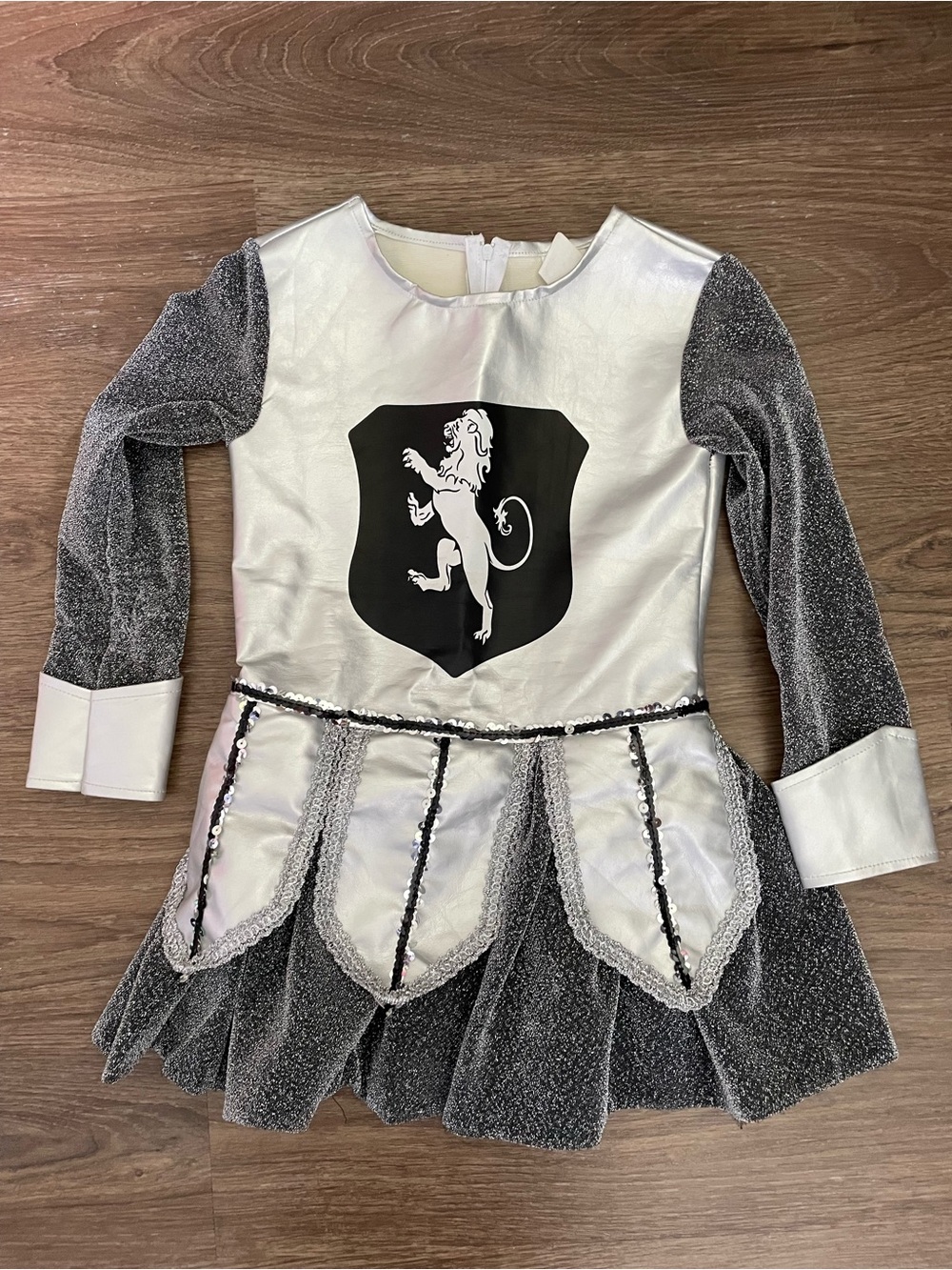 Kids Silver Knight Warrior Costume Dress with Lion Crest
